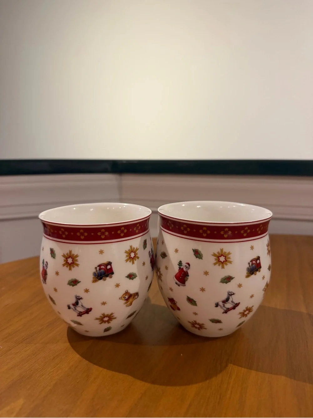 Villeroy & Boch Red & White Holiday Ceramic Mugs - Set of 2